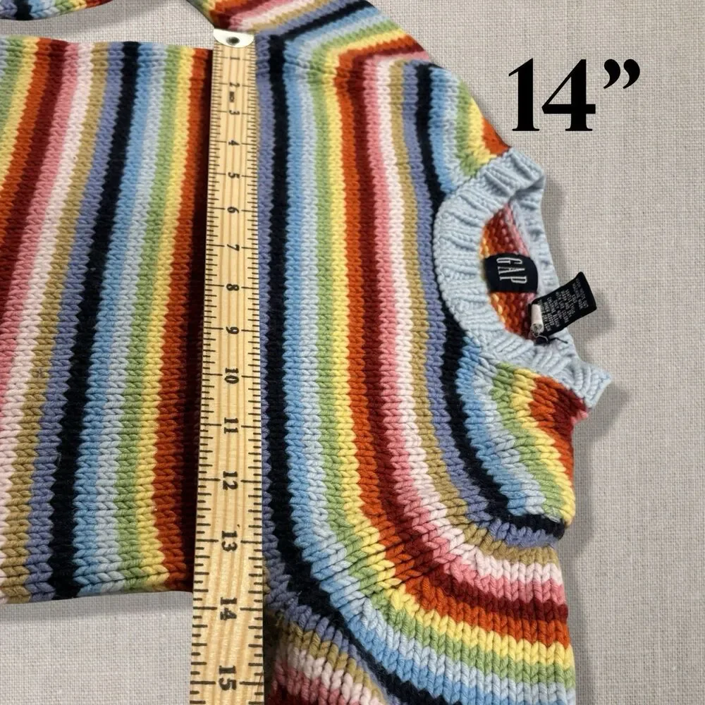 GAP Kids Vintage 90s Rainbow Stripe Knit Sweater Wool Blend Girls 5-6